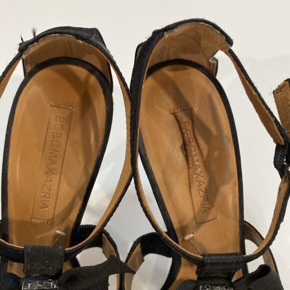 BCBGMaxAzria Black Bow Annabelle Sandals Heels Size 8 - Picture 9 of 11